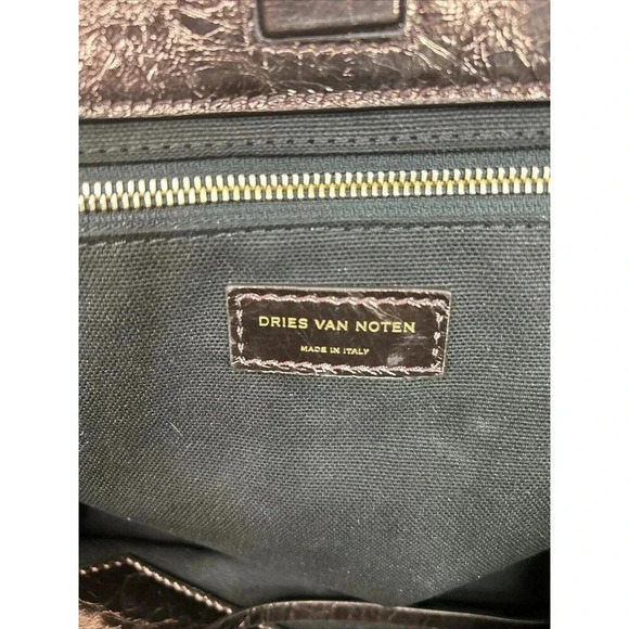 Dries Van Noten Bronze Tote Magnetic Closure Tubolar Handles Made in Italy - Picture 8 of 12